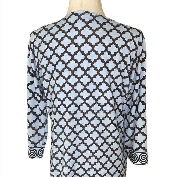 Gretchen Scott Bordertown Cornflower Blue Vneck Jersey Tunic Shift Dress - M - Picture 7 of 11